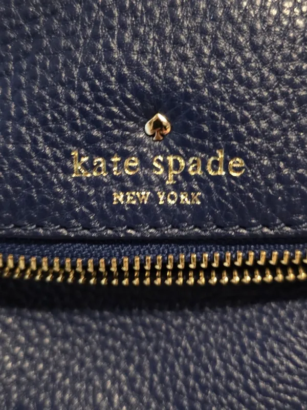 kate spade navy pebbled leather zipper wallet with gold hardware - Image 7