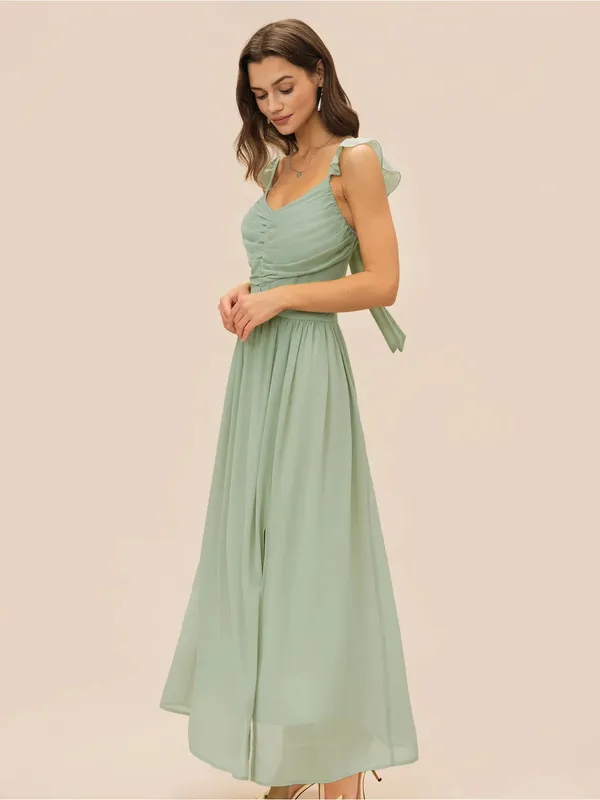Rihoas Sage Green Ruffle Strap Maxi Dress - Image 5