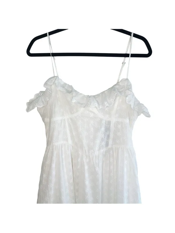 White lulus lace eyelet Spaghetti-Strap Midi Dress - Image 6