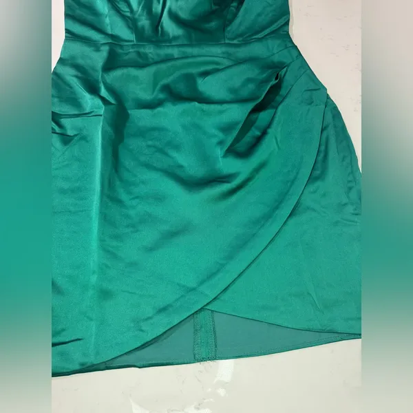 Lulu's Vibrant Green Satin Mini Dress - Image 5