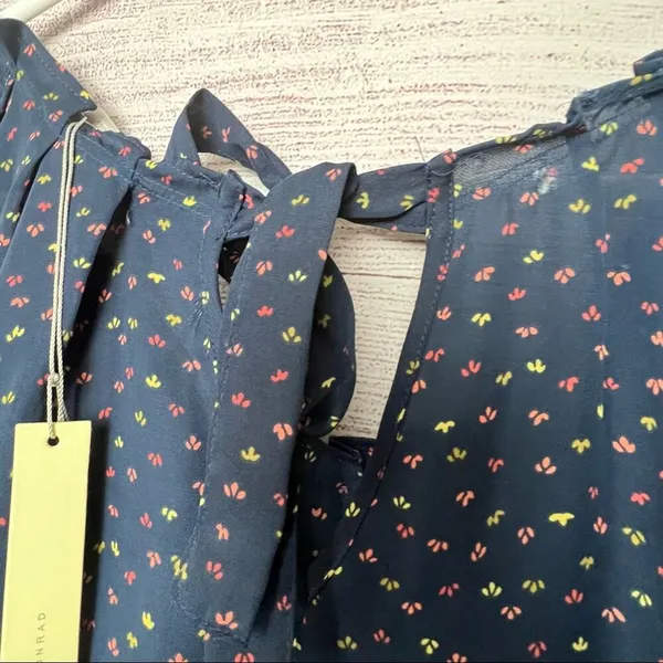Lauren Conrad Womens Pleated Neck Tie back Short Sleeve Blouse Sz M - Image 5