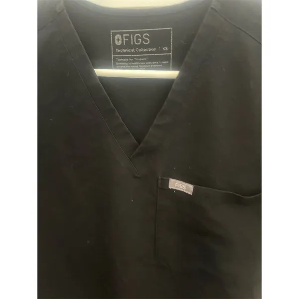 FIGS Women's Scrub Top XS Black V-Neck‎ Short Sleeve Workwear - Image 3