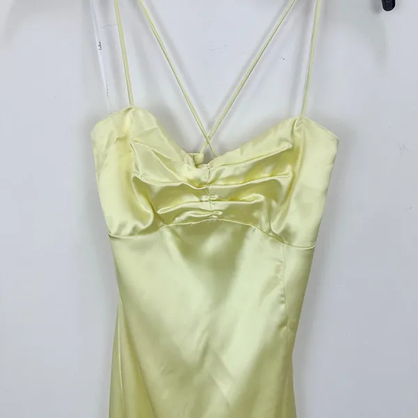 Lulus Stunning Example Light Yellow Satin Backless Maxi Dress Formal Small NWT - Image 7