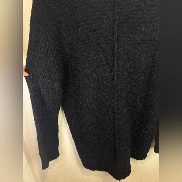 Free People Black Wool Alpaca Blend V-Neck‎ Oversized Sweater Size XS - Image 7