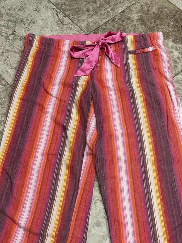 Y2K PINK Victoria’s Secret Pajama Pants Womens Striped Cotton Blend Drawstring S - Image 4