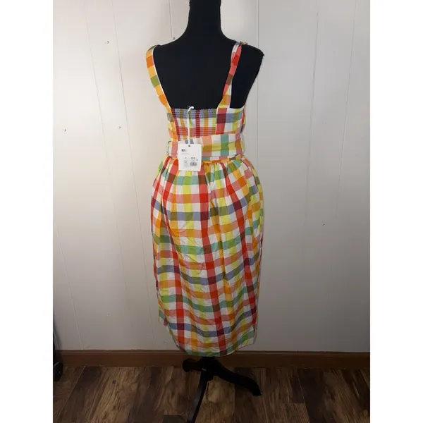 Christopher John Rogers for Target Plaid‎ Wide Strap Tie Waist Dress Size 2 NWT - Image 2