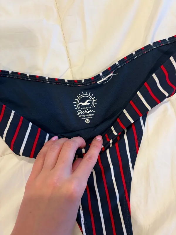 Hollister Red, White & Blue Striped Bikini Bottoms - Image 2