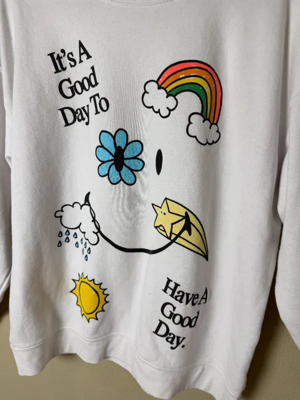 Smiley Originals It's A Good Day Whimsy Graphic Crew Neck Sweatshirt Size Medium - Image 2