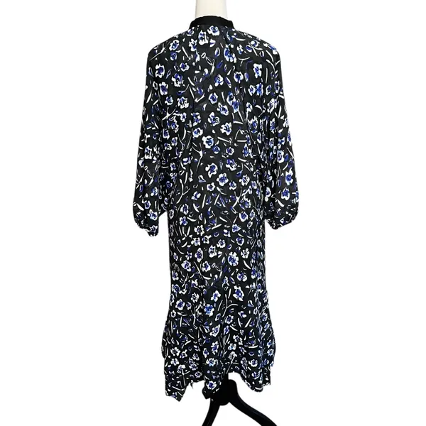 Tory‎ Burch Puff Sleeve Handkerchief Floral Tunic Asymmetric Midi Dress Small - Image 4