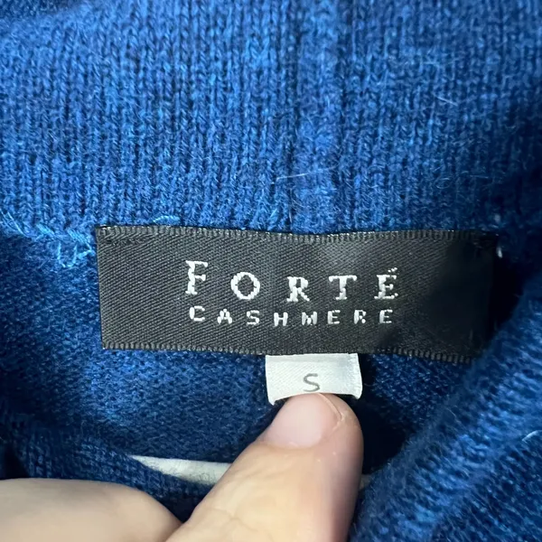 Forte Cashmere Womens Cashmere Mock Turtleneck Long Sleeve Sweater Blue Small - Image 2