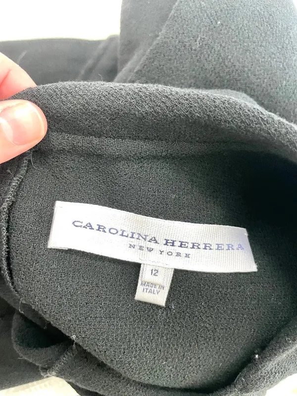 Carolina Herrera Black Collared Knit Dress Size 12 Mod 60's - Image 9