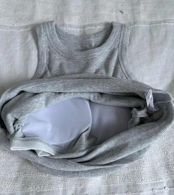 SUUKSESS Amazon padded cotton rib high neck light grey tank - Image 3