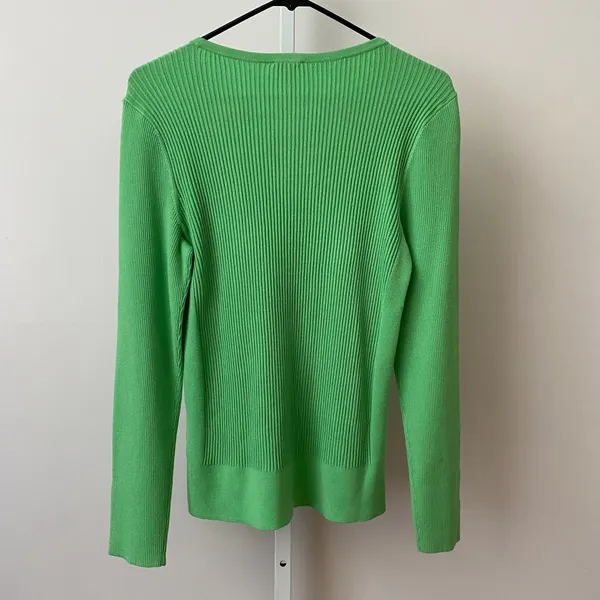 Talbots Size M Green Sweater Ribbed‎ Knit Button Cuff Long Sleeve Top Pullover - Image 6