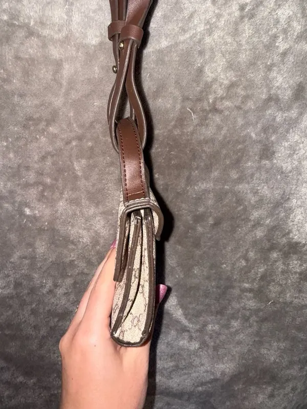 Mini Geometric Pattern Printed Flap Crossbody Bag Brown - Image 4