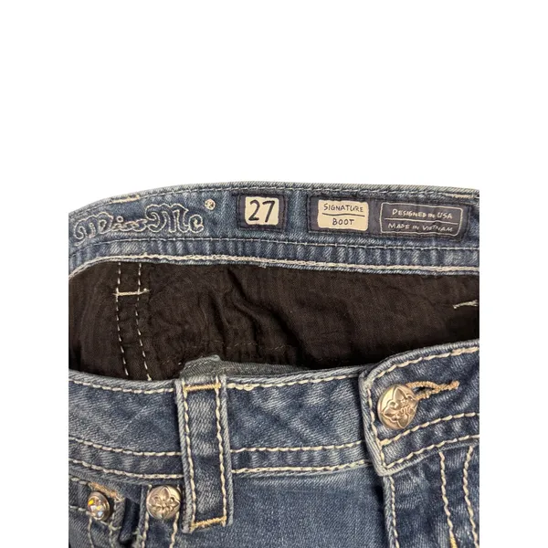 Miss Me Signature‎ Distressed Embellished Pockets Bootcut Jeans Size 27 - Image 8