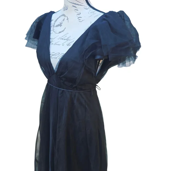 Baltic Born NWOT Anabella Tulle Dress Black Maxi Ruffle Sleeve Party‎ Evening M - Image 5