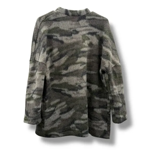 Nanavatee Green‎ Camo Long Sleeve Open Knit Fuzzy Soft Cardigan Sz S/M - Image 2