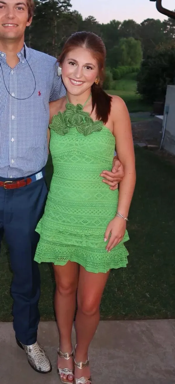 Farm Rio NWT Halter Floral Ruffle Crochet Mini Dress in green. Size XL - Image 5