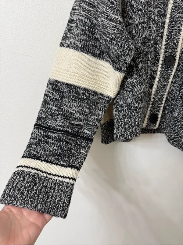 {M} Madewell Marled Patchwork Cardigan Merino Wool Sweater - Image 4