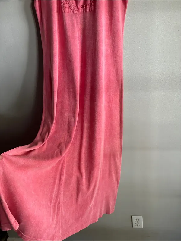 Vintage Produce Studio Pink Cotton Maxi Dress L Lagenlook Art to Wear - Image 4