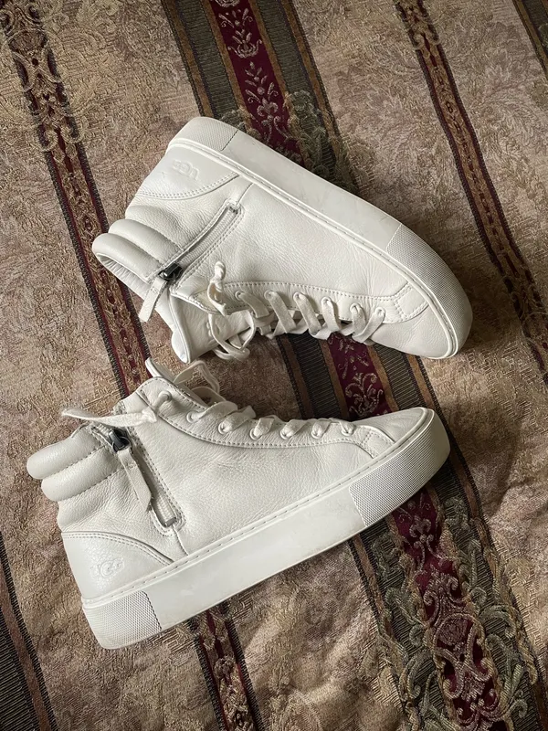 UGG Women White Leather High top Sneakers - Image 2