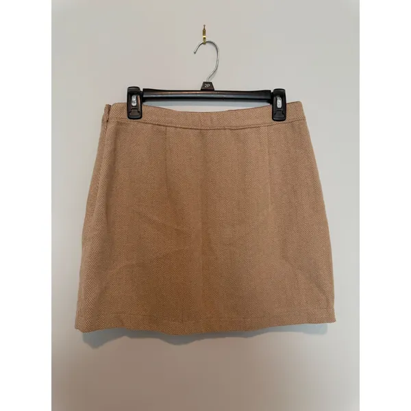 Abercrombie & Fitch Herringbone Wrap Mini Skirt Tan Beige Large - Image 2