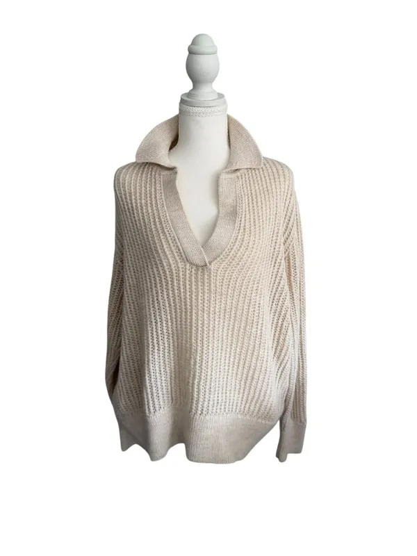 ZARA Cream Collared Sweater Size XL Womens - Image 4