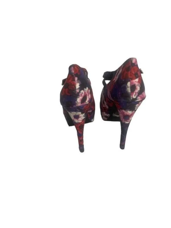 Qupid Womens Floral Platform Heels Blue Suede Strappy Pumps Size 6 - Image 4