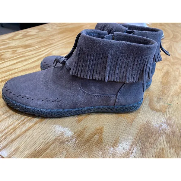 UGG Kennadi Fringe Boots Women's 5.5 Blue Suede Slip On Comfort SN-1123597 S11 - Image 5