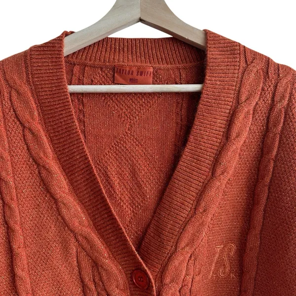 Taylor Swift The Life Of A Showgirl Cardigan Sz M/L Glitter Cable Knit Sweater - Image 5
