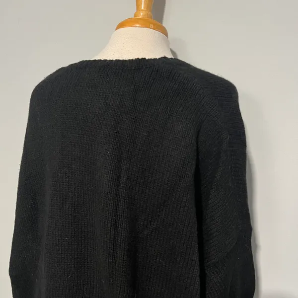 H One Black Knit Oversized Pullover Sweater Size L - Image 3