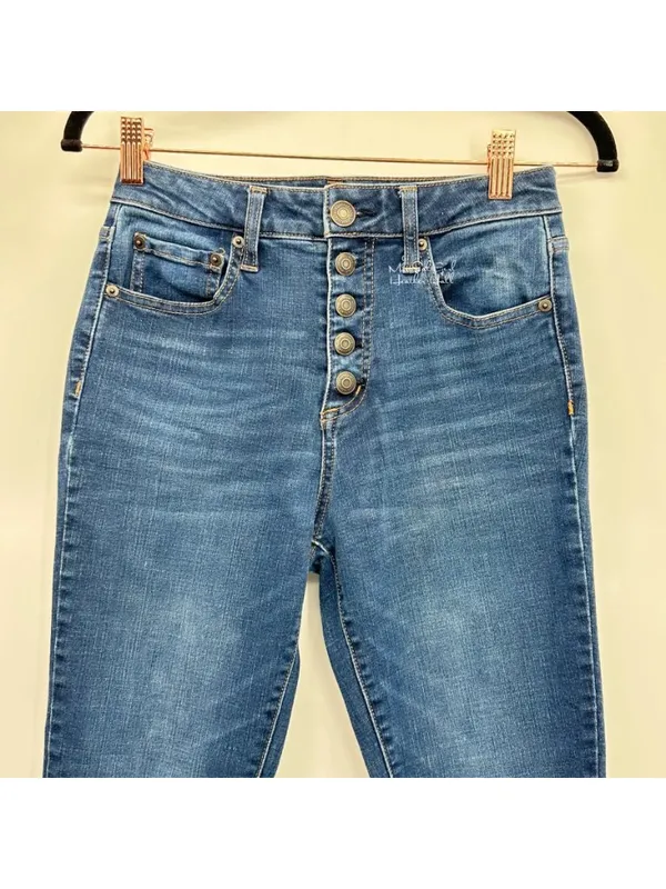 Aeropostale Button Fly Flex Effects Super High Rise Crop Jeans Size 25 - Image 2