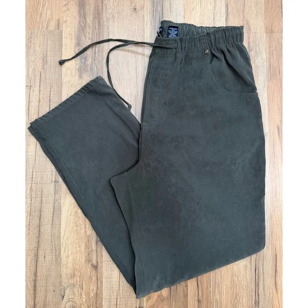 Blassport Stretch Pull On Pants Women's 12 Olive Green Drawstring Straight Leg - Image 2
