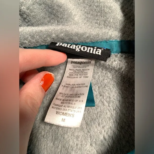 Patagonia synchilla snap-t Gray and Teal Fleece Pullover medium - Image 4