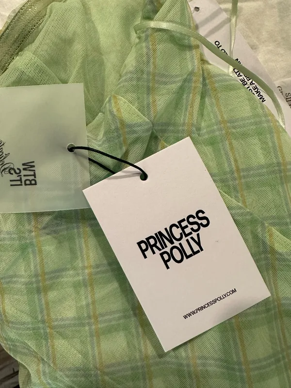 Princess Polly no comparison necktie strapless top green plaid - Image 3