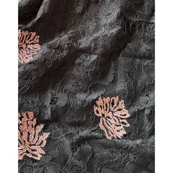 Adiva Womens Black‎ Pink Floral Lace Whimsigoth Witchy Off Shoulder Top Size Xl - Image 4
