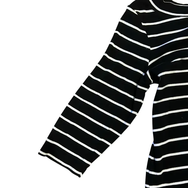 CHICO'S 2 LG Black White Stripe Knots Nautical Print Knit Top Preppy Casual - Image 3