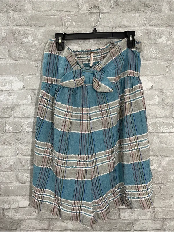 Free People Barbara Plaid Babydoll Strapless Romper - Image 2