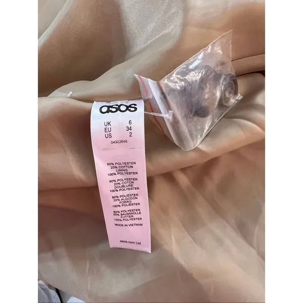 ASOS Tan Cotton Twill Double Breasted Belted Classic Trench Coat Size 2 - Image 8