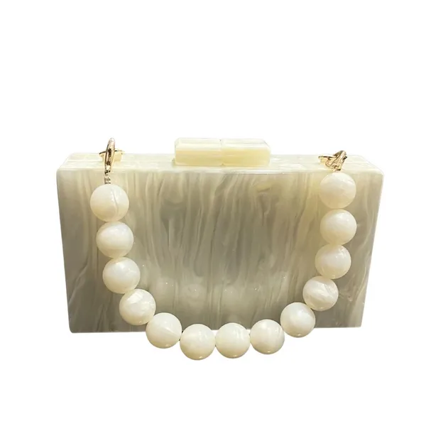 A New Day Pearlized Mini Clutch Handbag Purse Acrylic Vintage Inspired Party - Image 2