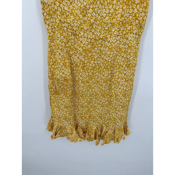 Bardot‎ Yellow Microfloral Tie Strap Ruffle Mini Dress Women Size 4 XS FI19 - Image 4