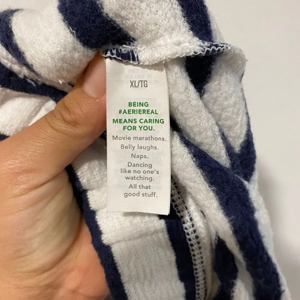 Aerie Navy White Striped Lounge Shorts XL Drawstring Soft Comfy - Image 6