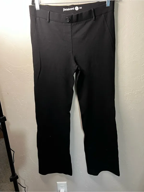 Betabrand Classic Bootcut Dress Yoga Pants Black Stretch Workwear Large L - Image 2