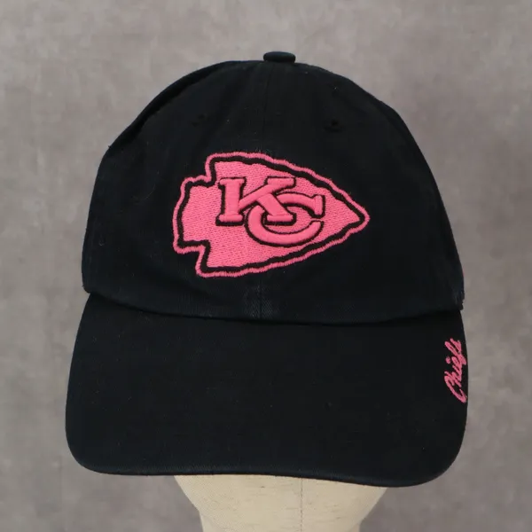 Kansas City Chiefs '47 Brand Black Pink Cloth‎ Strap Athletic Baseball Hat Cap - Image 2
