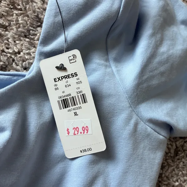 Express Body Contour Light Blue Square Neck Short Sleeve Bodysuit XL NWT - Image 4