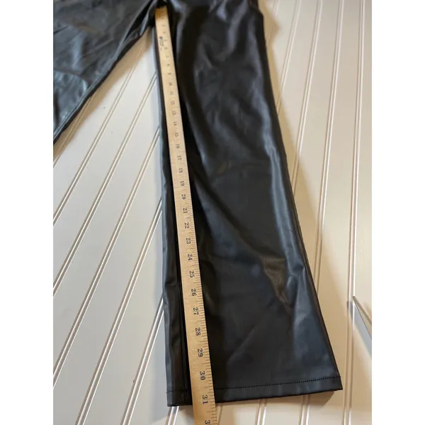 Zara Black Faux Leather Straight Leg Pants Womens Size 6‎ 5-Pocket Trousers - Image 5
