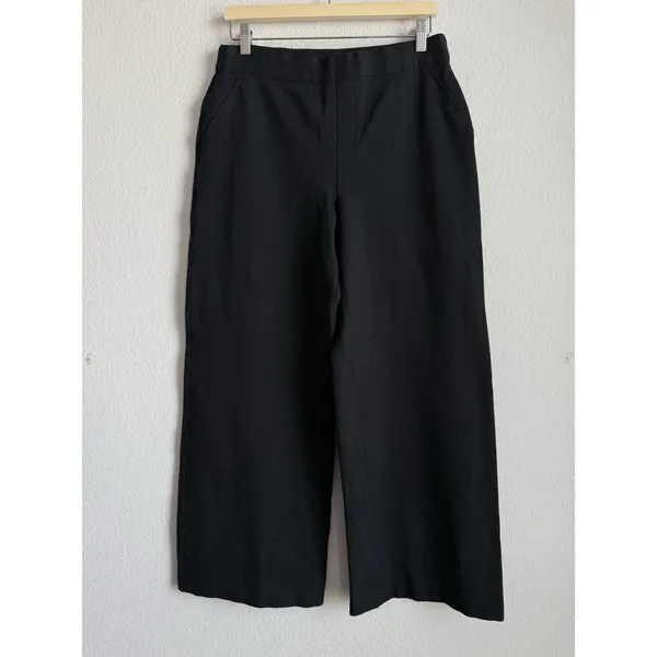 SPANX The Perfect Pant Wide Leg Black Ponte Knit Pull On Pants Size L Minimalist - Image 4