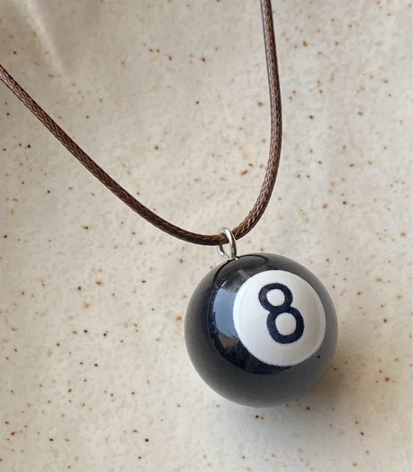 Handmade big 8 ball y2k grunge funky unisex simple brown necklace🎲8️⃣🖤 - Image 7