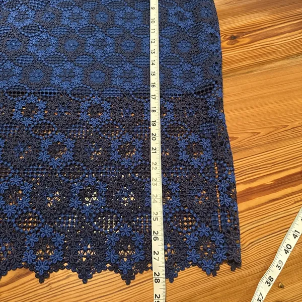 Sandro Paris‎ Lagon Skirt Royal Blue Size 3 (30” Waist) Lace Crochet Overlay - Image 9