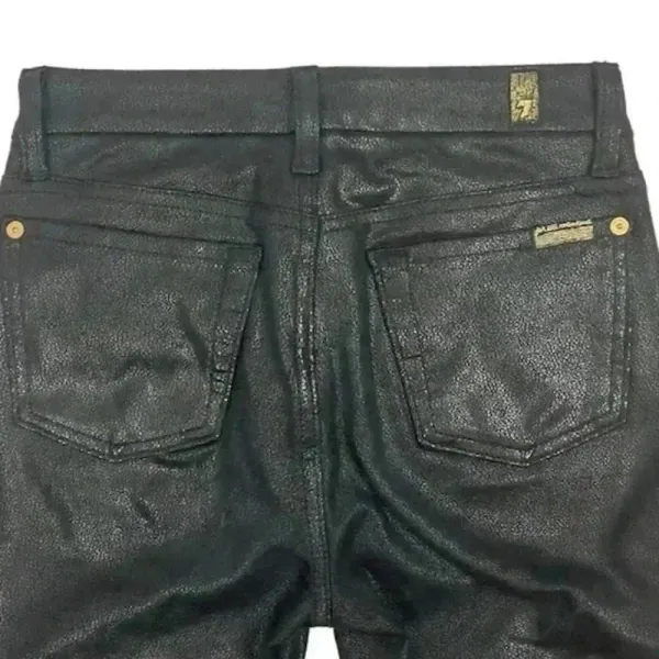 7 For All Mankind Women's Skinny‎ Jeans Size 24 Black Coated - Image 6